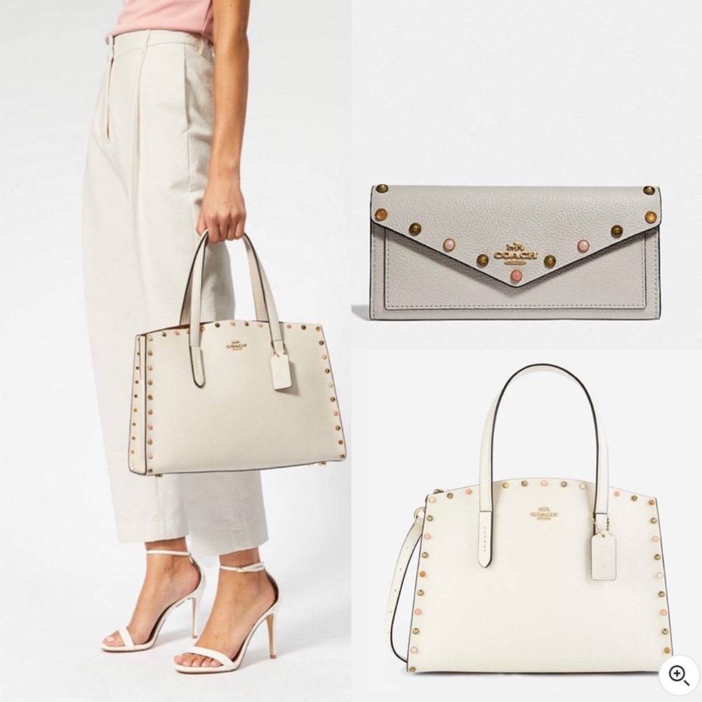 Coach Resin Border Rivets Charlie Carryall with matching wallet